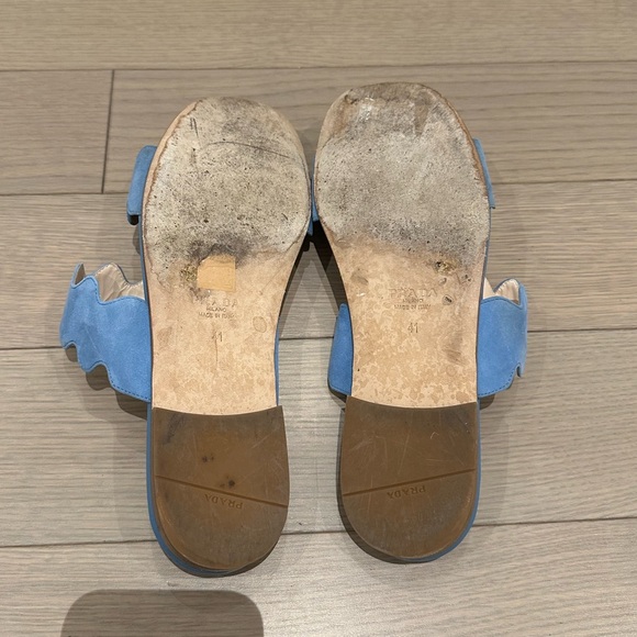 Prada Suede Scalloped Sandals - Picture 7 of 9